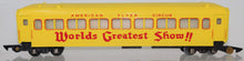 Load image into Gallery viewer, American Flyer Circus Passenger Coach 649 YELLOW Repaint World&#39;s Greatest Show S
