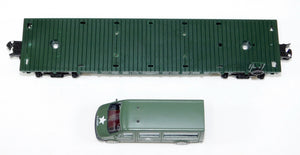 Menards 1169 US Army Total Force Flat car w/ Training Force Van Military train O Older inventory