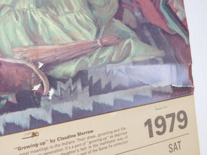 Santa Fe Railroad 1979 Wall Calendar Claudine Morrow Train station ATSF Original