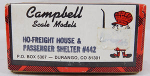 Campbell #442 HO scale Freight House & Passenger Shelter Complete C-8 wood kit