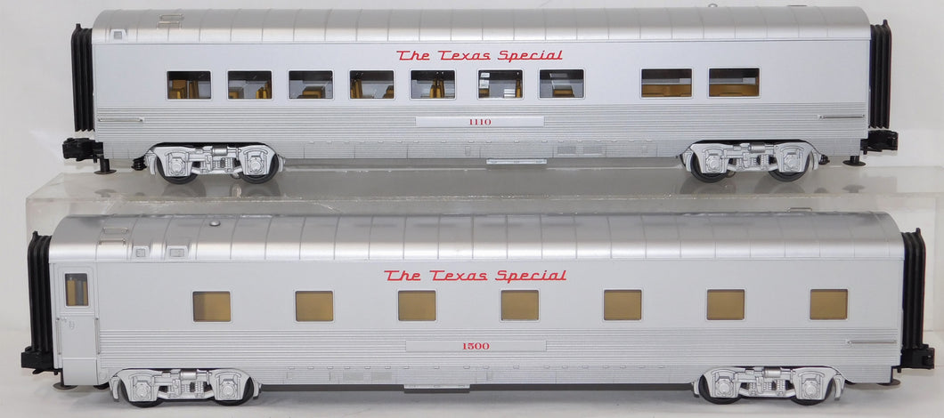 MTH 30-67372 TEXAS SPECIAL 2 car streamlined Diner & Sleeper Set MKT Add-Ons