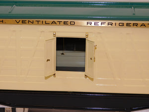 MTH 10-205 Standard Gauge Tinplate Traditions 214R Reefer Ivory & Peacock Brass