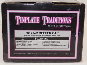 MTH 10-205 Standard Gauge Tinplate Traditions 214R Reefer Ivory & Peacock Brass