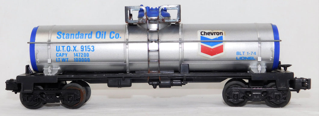 Lionel 9153 Chevron Standard Oil Co UTOX Tank Car Silver C6 1974-76 O gauge C-5