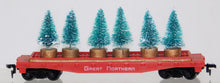 Load image into Gallery viewer, Custom HO Scale Christmas Tree flat car Great Northern Holiday transport Tyco C7
