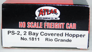 Atlas 1811 HO scale PS-2 Two Bay Covered Hopper Rio Grande #18329 gray C-9 DRG