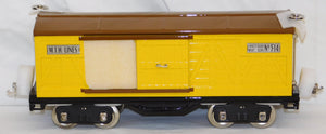 MTH 10-1085 Standard Gauge Tinplate Traditions 514 Box Car Yellow / Nickel trim