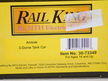 Load image into Gallery viewer, MTH 30-73349 Amtrak 3 Dome Tank Car #100102 Rail King 3 rail O gauge Silver C-8
