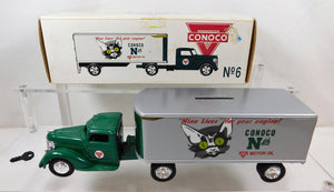 Ertl Conoco 1948 Tractor Trailer Bank Ltd Ed 1992 w/key Die cast Truck #6 #7573