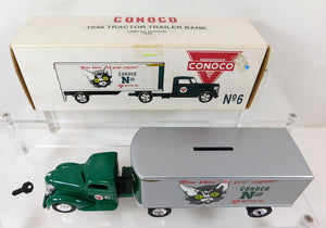 Ertl Conoco 1948 Tractor Trailer Bank Ltd Ed 1992 w/key Die cast Truck #6 #7573