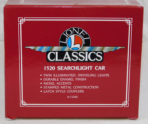 Lionel Classics 6-13200 #1520 Twin Searchlight Car Standard Gauge tinplate boxed