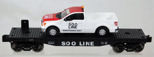 Menards 21941 Soo Line Maintenance Dept Flat car w/ Pick Up Truck load 027 2015