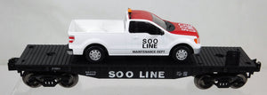 Menards 21941 Soo Line Maintenance Dept Flat car w/ Pick Up Truck load 027 2015