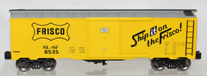 Menards 8535 Frisco Boxcar Yellow w/Silver roof SL-SF trad 027 C-8 Lionel compatible O gauge