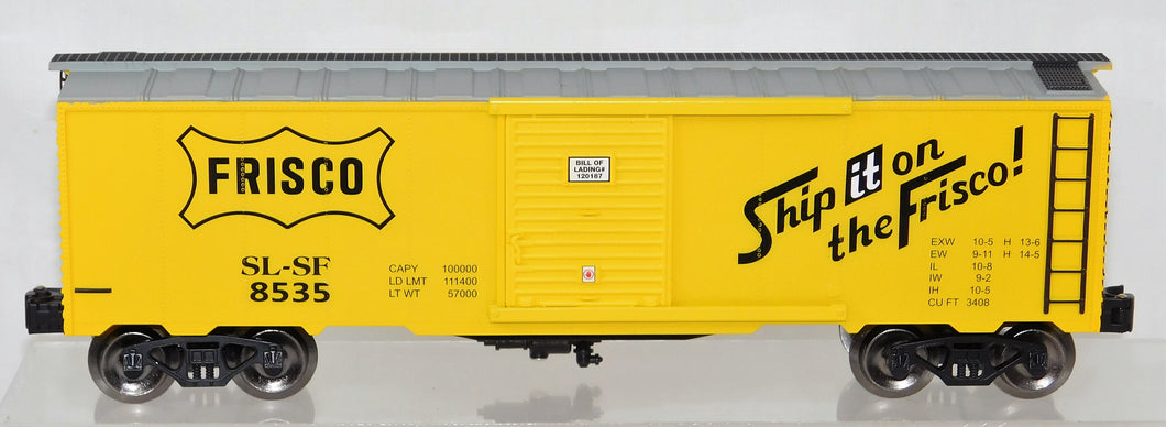 Menards 8535 Frisco Boxcar Yellow w/Silver roof SL-SF trad 027 C-8 Lionel compatible O gauge