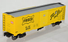 Load image into Gallery viewer, Menards 8535 Frisco Boxcar Yellow w/Silver roof SL-SF trad 027 C-8 Lionel compatible O gauge
