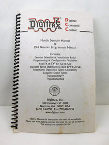 Digitrax Mobile Decoder PR-1 Decoder Programmer Manual 80 pages DCC HO N Command