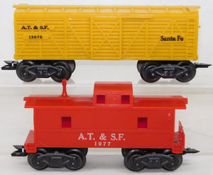 Marx 33222 Odd# 1950s  Deluxe Diesel Switcher Freight Set ATSF yellow cattle car