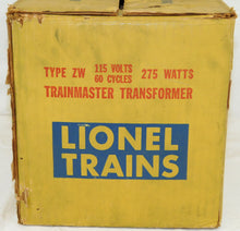 Load image into Gallery viewer, Lionel ZW CLEAN Boxed Postwar ZW transformer 275 watts Run4trains whistle Serviced Yellow Box
