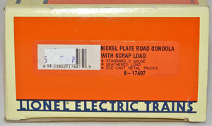 Lionel 6-17407 Nickle Plate Road gondola w/removble Scrap load StandardO NYC&StL
