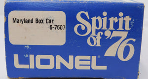 Lionel 6-7607 State of Maryland Box Car Spirit of 76 Bicentennial colony 1976