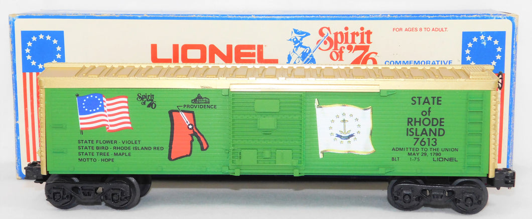 Lionel 6-7613 State of Rhode Island Box Car Spirit of 76 Bicentennial colony 1975-76