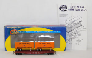 Athearn 92384 HO Scale 50' Texas and Pacific Flatcar w/ 2 trailers T&P 5329 1/87