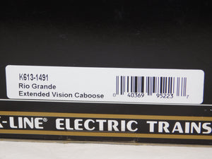 K-Line K613-1491 Rio Grande Extended Vision smoking caboose O scale 1/48 C-7++