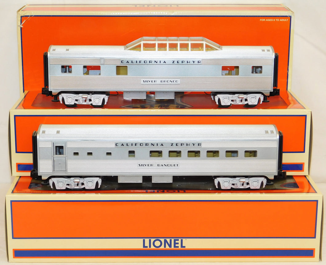 Lionel 6-25161 California Zephyr Passenger 2 car set Burlington lighted 13.75