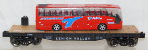 Menards 279-3844 Lehigh Valley Flat Car & Travel Bus no lights rough sound O/027