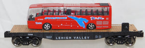 Menards 279-3844 Lehigh Valley Flat Car & Travel Bus no lights rough sound O/027