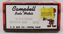 Load image into Gallery viewer, Campbell #301 HO scale 50&#39; BALLASTED DECK Ple trestle bridge Complete Wood Kit
