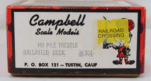 Campbell #301 HO scale 50' BALLASTED DECK Ple trestle bridge Complete Wood Kit