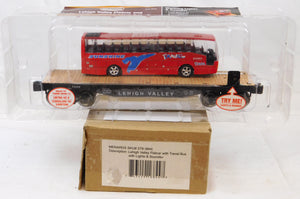 Menards 279-3844 Lehigh Valley Flat Car & Travel Bus no lights rough sound O/027