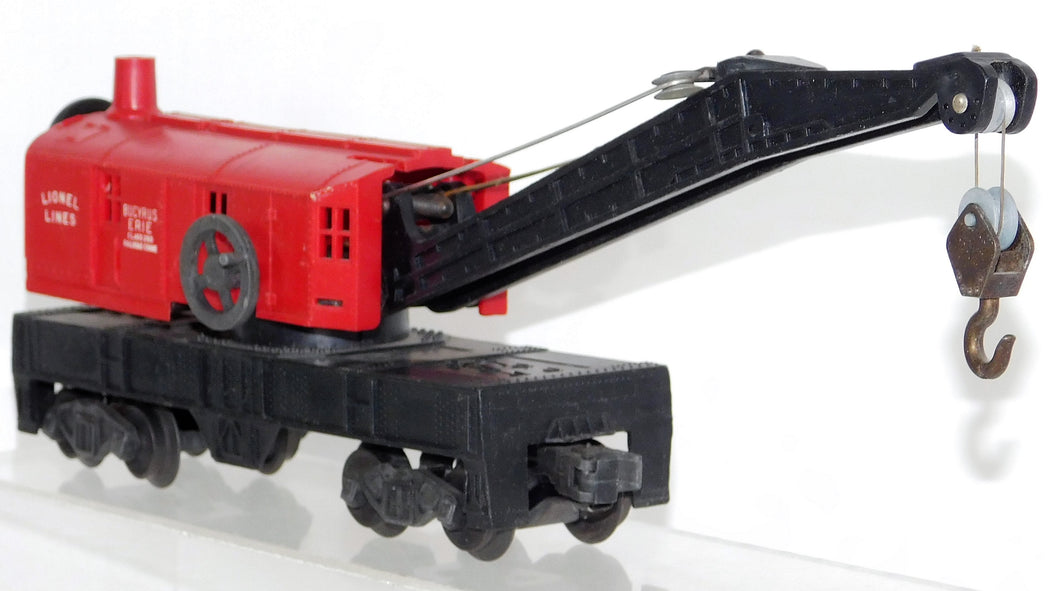 Lionel 6560 Red Bucyrus Erie Crane Operates Works BLANK base SCARCE 1950s