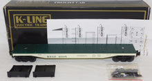 Load image into Gallery viewer, K-Line K-6995 BNSF Bulkhead Flat Car w/ Stakes 1/48 O Scale Burlington 13 1/2&quot; Long
