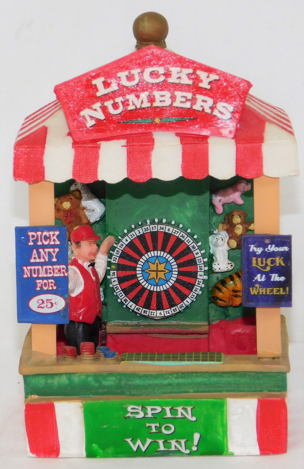 LEMAX 83684 Lucky Numbers Spin to Win Carnival Booth Ceramic 2008 C-6+ Retired