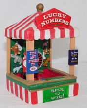 Load image into Gallery viewer, LEMAX 83684 Lucky Numbers Spin to Win Carnival Booth Ceramic 2008 C-6+ Retired
