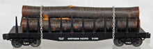 Load image into Gallery viewer, Lionel 6-17510 Northern Pacific Flatcar w/ real wood Logs #61220 1994 Standard O
