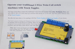 Touch Toggle Snap Action Base for Twin-Coil 3-Wire switch machines traditional