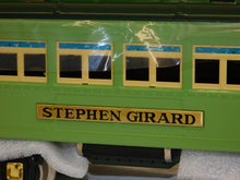 Load image into Gallery viewer, MTH 10-1068 Standard Gauge Stephen Girard 4 car Passenger Set 12 wheel 2 tone green
