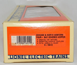 Lionel 6-16412 Chicago Northwestern Railroad 4 bay hopper w/covers C&NW 1994 C8+