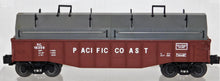 Load image into Gallery viewer, Lionel 6-16359 Pacific Coast Railroad gondola w/ removable Coil Covers uncatalo
