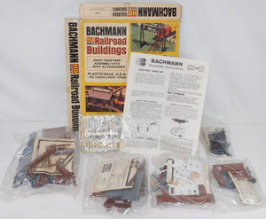 Bachmann HO Plasticville 2040 Railroad Buildings 6 Kits Sealed stations bridge +