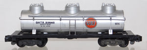 American Flyer 926 GULF OIL Triple Dome Tank Car S gauge GATX 33648 DieCast base