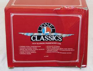 Lionel 6-13407 Classics Illinois #1414 Passenger Car State Set Add On Green C-9+ Standard Gauge