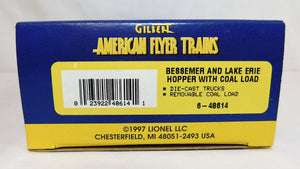 American Flyer 6-48614 Bessemer & Lake Erie B&LE 3-Bay Hopper w/ coal load 62009