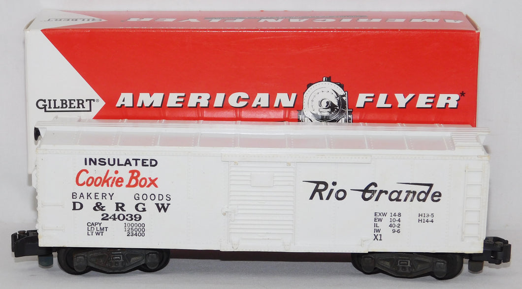 Nice White American Flyer 24039 D&RGW Rio Grande Insulated Cookie Box Boxcar 1959 S