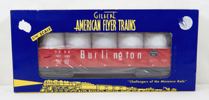 American Flyer 6-48525 Burlington red Gondola w/Cannisters diecast trucks Sgauge