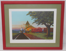 Load image into Gallery viewer, Country Train Station Steam Era Railroad art Framed John Winfield 105/750 signed Frisco
